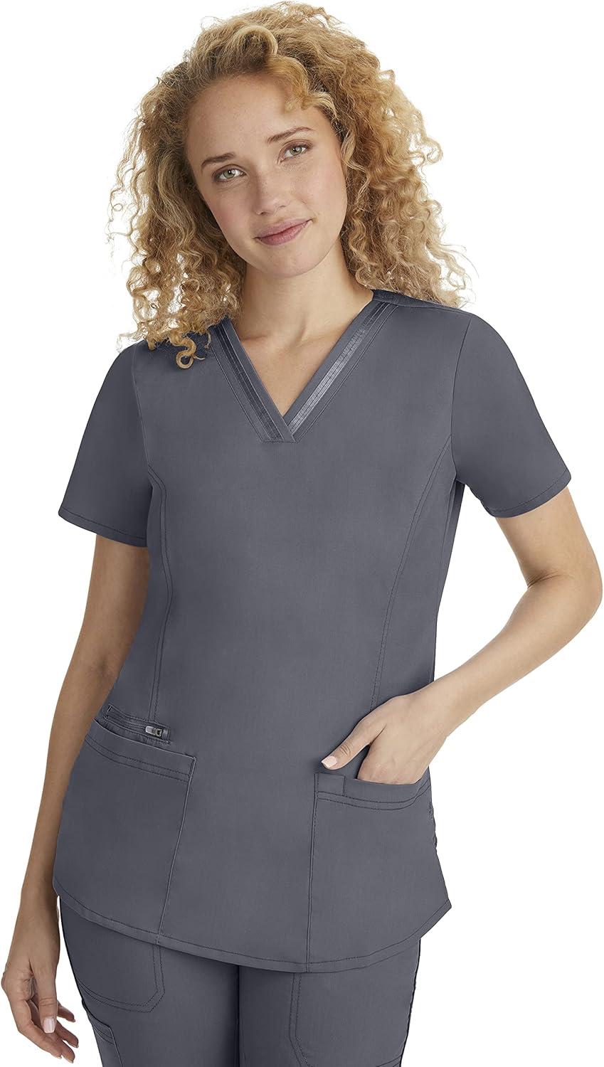 imageHealing Hands Scrub Top for Women with 3 Pockets and Easy Care 2Way Stretch Fabric 2278Pewter