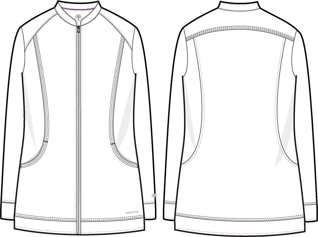 imageHealing Hands Womens Scrub Jacket ZipUp Front with 2Way Stretch Comfort amp Big Kangaroo Pockets 5038Pewter