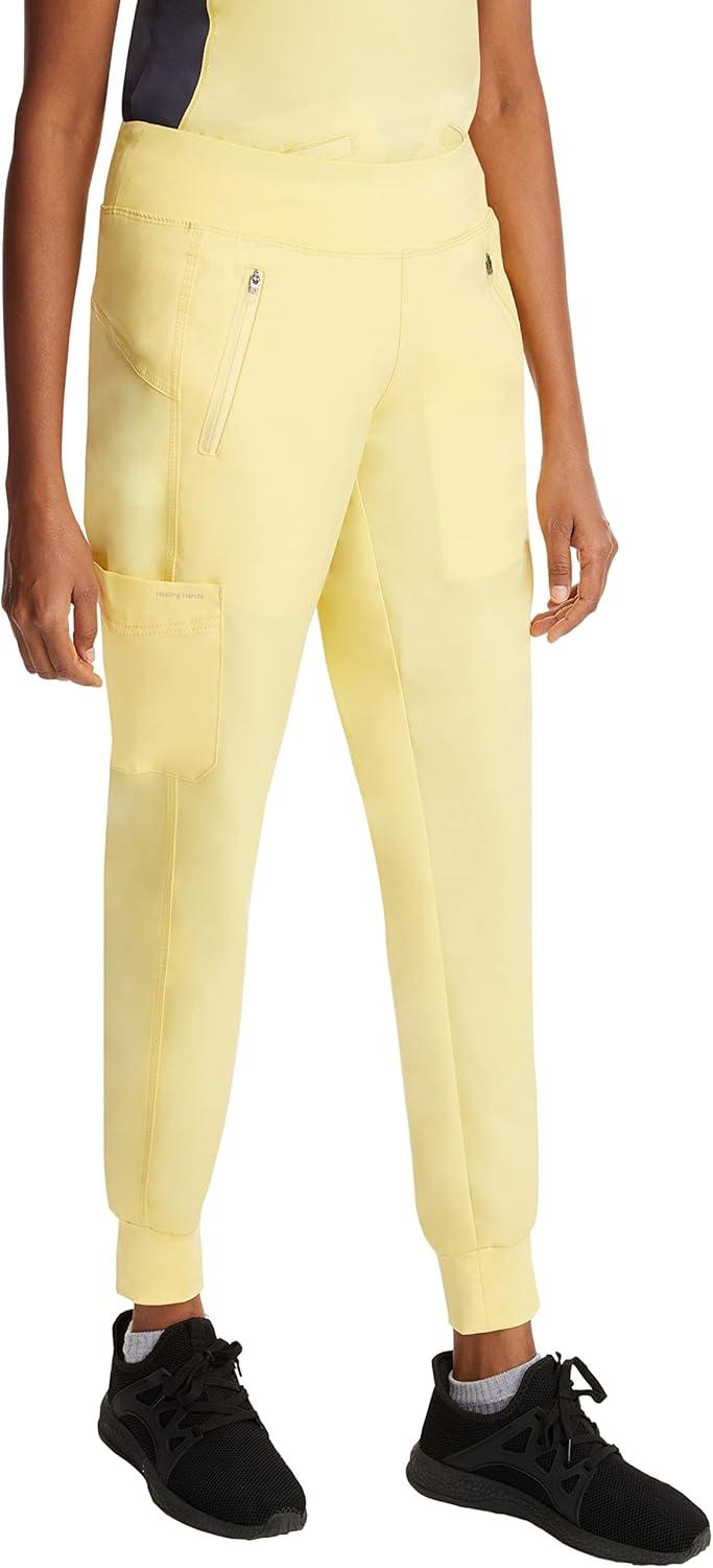 imageHealing Hands Womens Scrub Jogger Pant Tara with 6 Pockets Durable 2Way Stretch and Easy Care Fabric 9233Canary