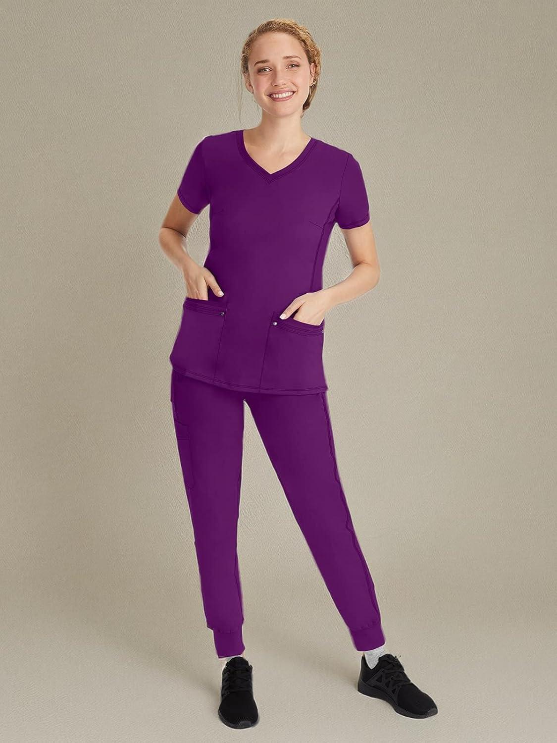 imageHealing Hands Womens Scrub Jogger Pant Tara with 6 Pockets Durable 2Way Stretch and Easy Care Fabric 9233Eggplant