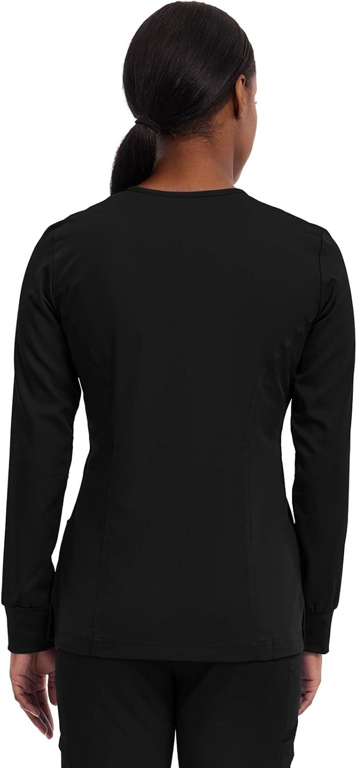imageHealing Hands Womens Snap Front Scrub Jacket Daisy 2Way Stretch Uniform 5063Black
