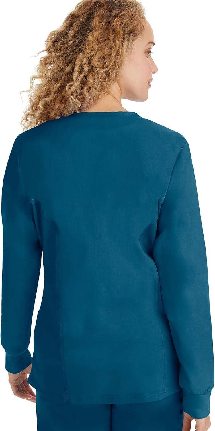 imageHealing Hands Womens Snap Front Scrub Jacket Daisy 2Way Stretch Uniform 5063Caribbean
