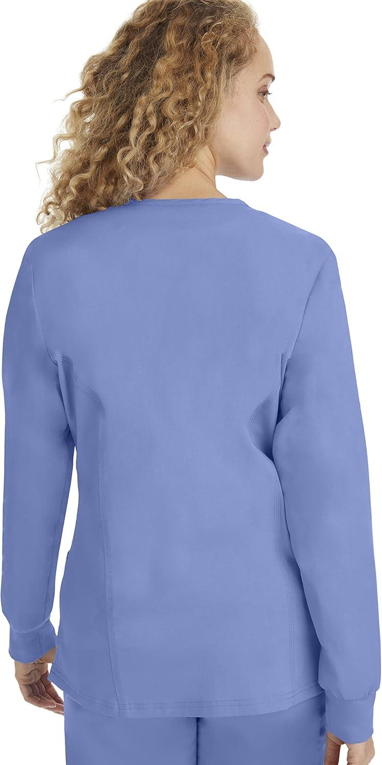 imageHealing Hands Womens Snap Front Scrub Jacket Daisy 2Way Stretch Uniform 5063Ceil