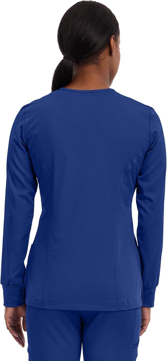 imageHealing Hands Womens Snap Front Scrub Jacket Daisy 2Way Stretch Uniform 5063Galaxyblue