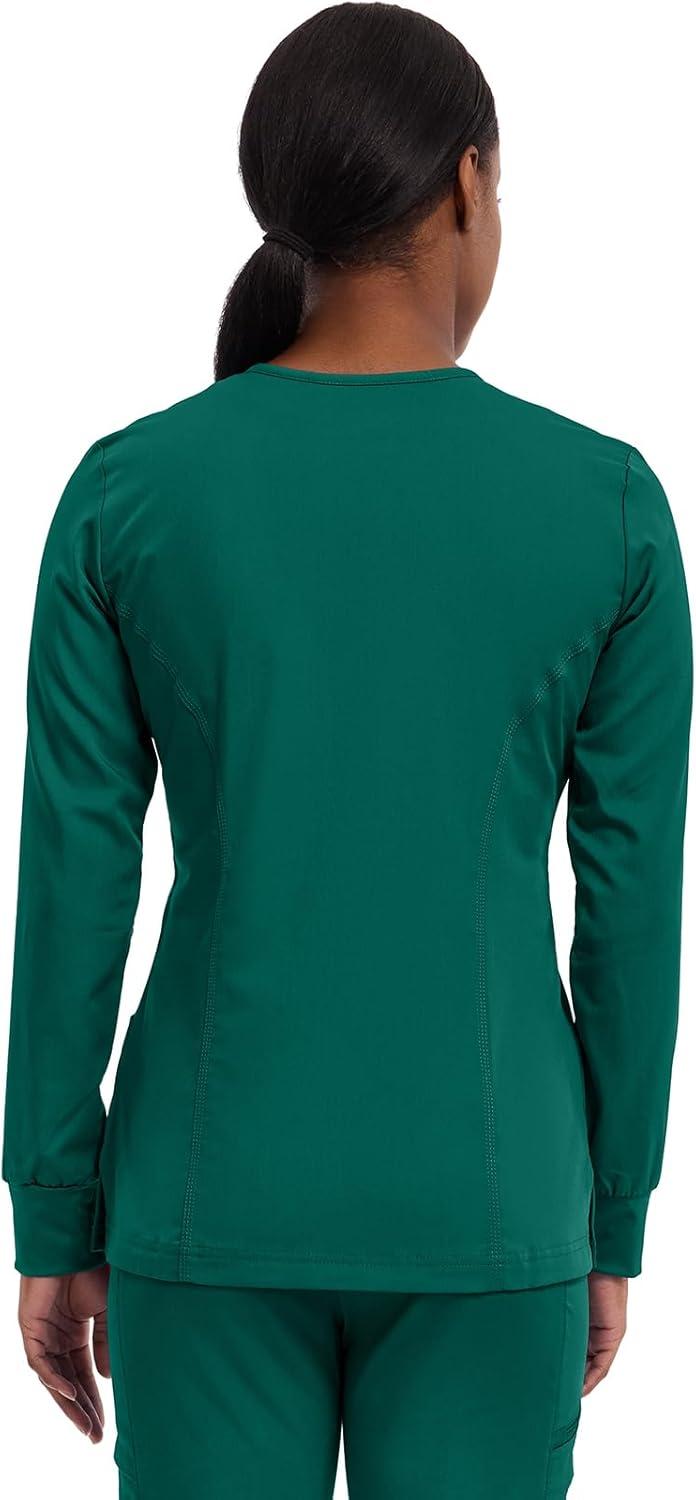 imageHealing Hands Womens Snap Front Scrub Jacket Daisy 2Way Stretch Uniform 5063Hunter
