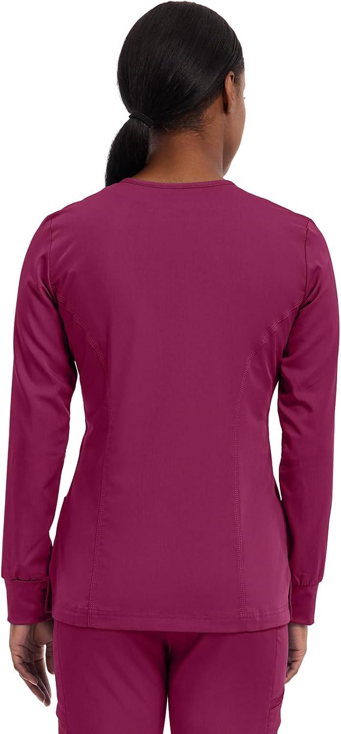 imageHealing Hands Womens Snap Front Scrub Jacket Daisy 2Way Stretch Uniform 5063Wine