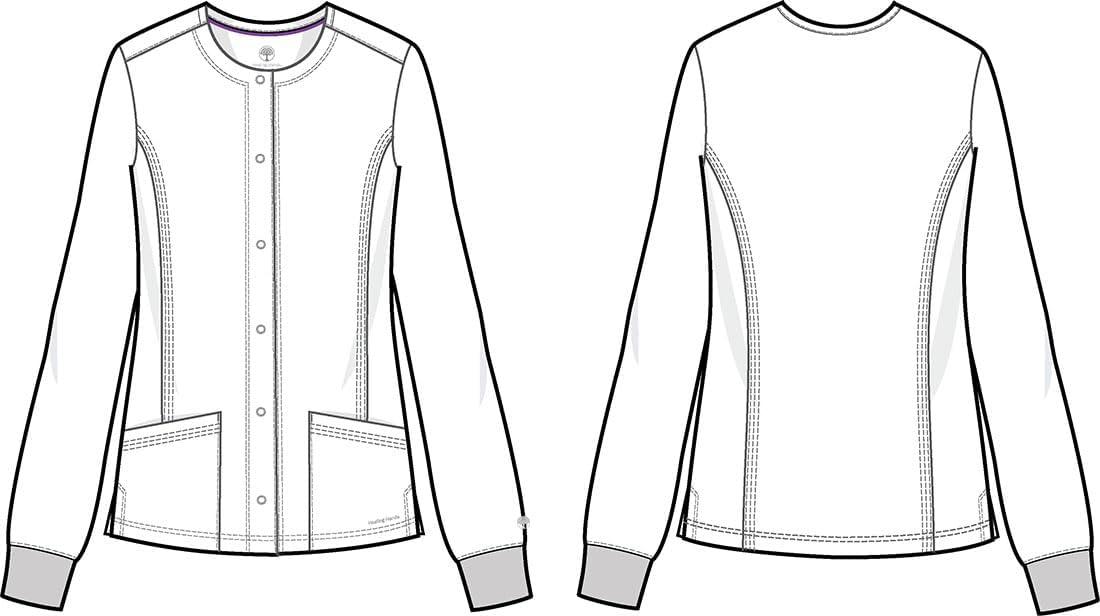 imageHealing Hands Womens Snap Front Scrub Jacket Daisy 2Way Stretch Uniform 5063Wine