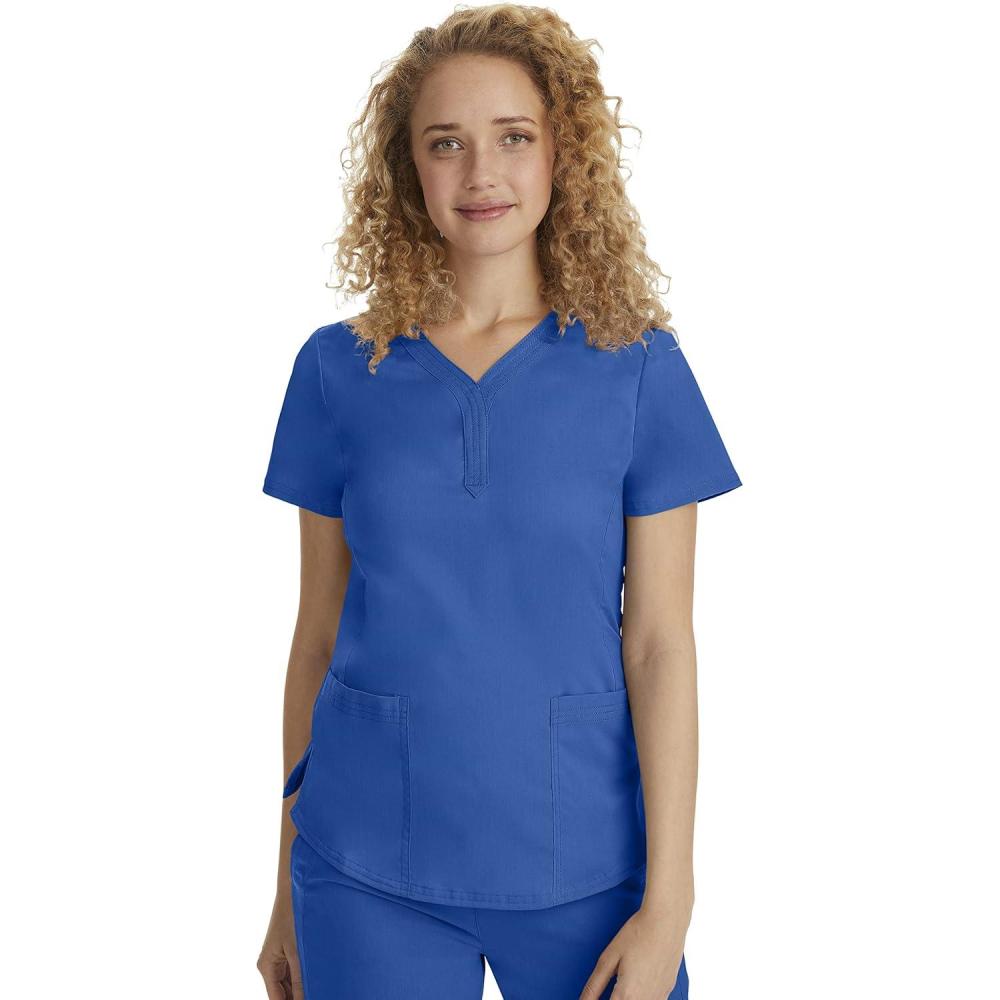 imageHealing Hands Jane Scrub Top for Women with YNeck Pockets amp Stretch 2167Royal