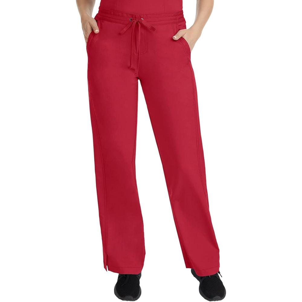 imageHealing Hands Taylor Womens Pants Mid Rise with 2 Pockets amp Back Elastic Waistband 9095Red