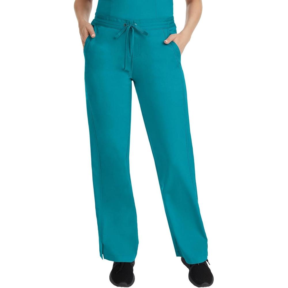 imageHealing Hands Taylor Womens Pants Mid Rise with 2 Pockets amp Back Elastic Waistband 9095Teal