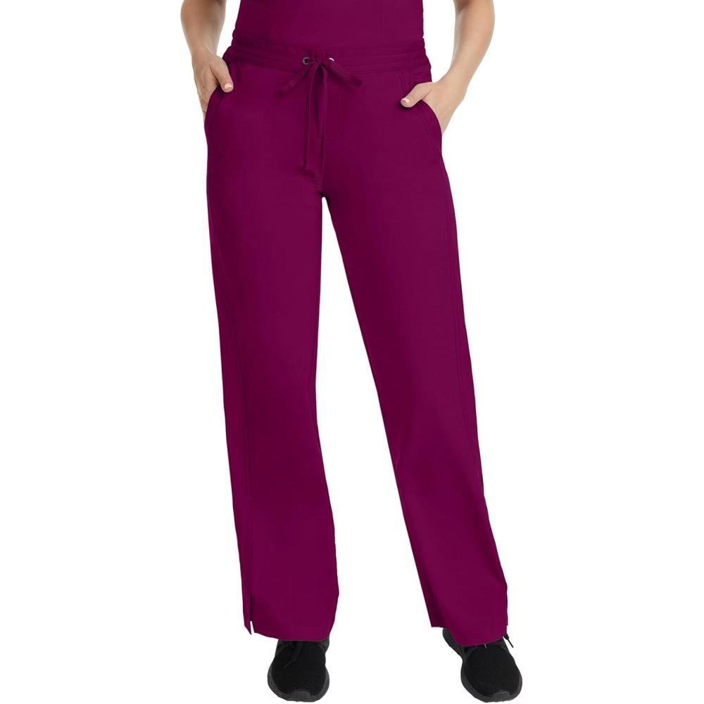 imageHealing Hands Taylor Womens Pants Mid Rise with 2 Pockets amp Back Elastic Waistband 9095Wine