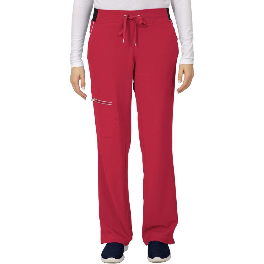 imageHealing Hands Womens Scrubs Pants 6 Pocket HH360 9151 Nisha Waistband Drawstring Premium Scrub Pant Athletic DesignRed