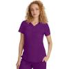 Healing Hands Jane Scrub Top for Women with Y-Neck, Pockets & Stretch 2167(Eggplant)