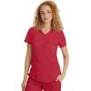 Healing Hands Jane Scrub Top for Women with Y-Neck, Pockets & Stretch 2167(Red)