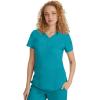Healing Hands Jane Scrub Top for Women with Y-Neck, Pockets & Stretch 2167(Teal)
