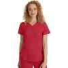 Healing Hands Jane Scrub Top for Women with Y-Neck, Pockets & Stretch 2167(Red)