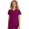 Healing Hands Jane Scrub Top for Women with Y-Neck, Pockets & Stretch 2167(Wine)