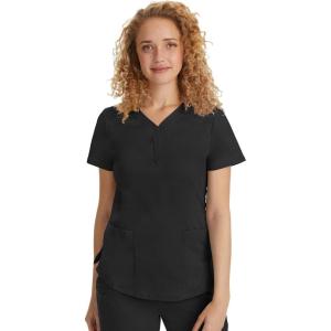 Healing Hands Jane Scrub Top for Women with Y-Neck, Pockets & Stretch 2167(Black)