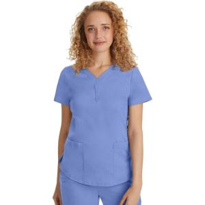 Healing Hands Jane Scrub Top for Women with Y-Neck, Pockets & Stretch 2167(Ceil)