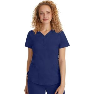 Healing Hands Jane Scrub Top for Women with Y-Neck, Pockets & Stretch 2167(Navy)