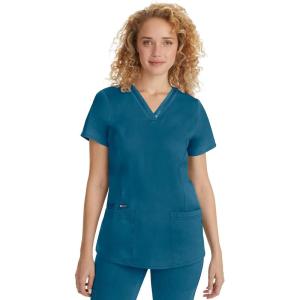 Healing Hands Scrub Top for Women with 3 Pockets and Easy Care, 2-Way Stretch Fabric 2278(Caribbean)