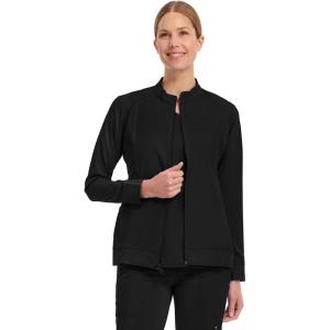 Healing Hands Women’s Scrub Jacket, Zip-Up Front with 2-Way Stretch Comfort & Big Kangaroo Pockets 5038(Black)