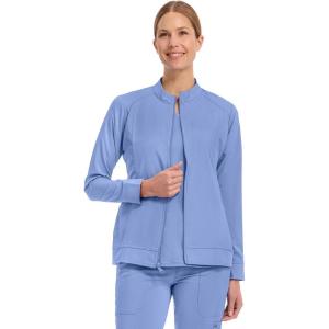 Healing Hands Women’s Scrub Jacket, Zip-Up Front with 2-Way Stretch Comfort & Big Kangaroo Pockets 5038(Ceil)