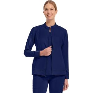 Healing Hands Women’s Scrub Jacket, Zip-Up Front with 2-Way Stretch Comfort & Big Kangaroo Pockets 5038(Navy)
