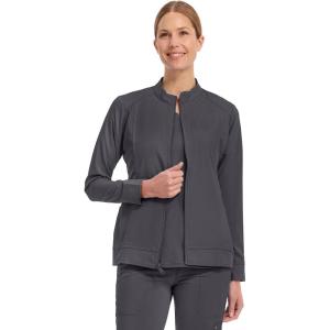 Healing Hands Women’s Scrub Jacket, Zip-Up Front with 2-Way Stretch Comfort & Big Kangaroo Pockets 5038(Pewter)