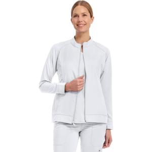 Healing Hands Women’s Scrub Jacket, Zip-Up Front with 2-Way Stretch Comfort & Big Kangaroo Pockets 5038(White)