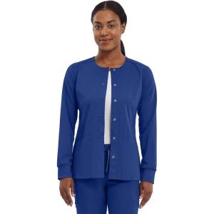 Healing Hands Women’s Snap Front Scrub Jacket Daisy 2-Way Stretch Uniform 5063(Galaxyblue)
