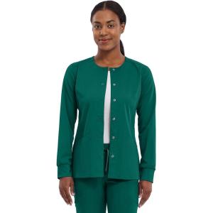Healing Hands Women’s Snap Front Scrub Jacket Daisy 2-Way Stretch Uniform 5063(Hunter)