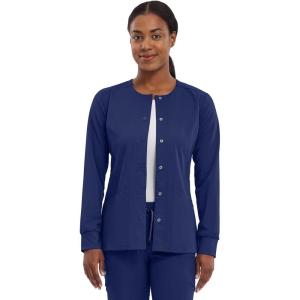 Healing Hands Women’s Snap Front Scrub Jacket Daisy 2-Way Stretch Uniform 5063(Navy)