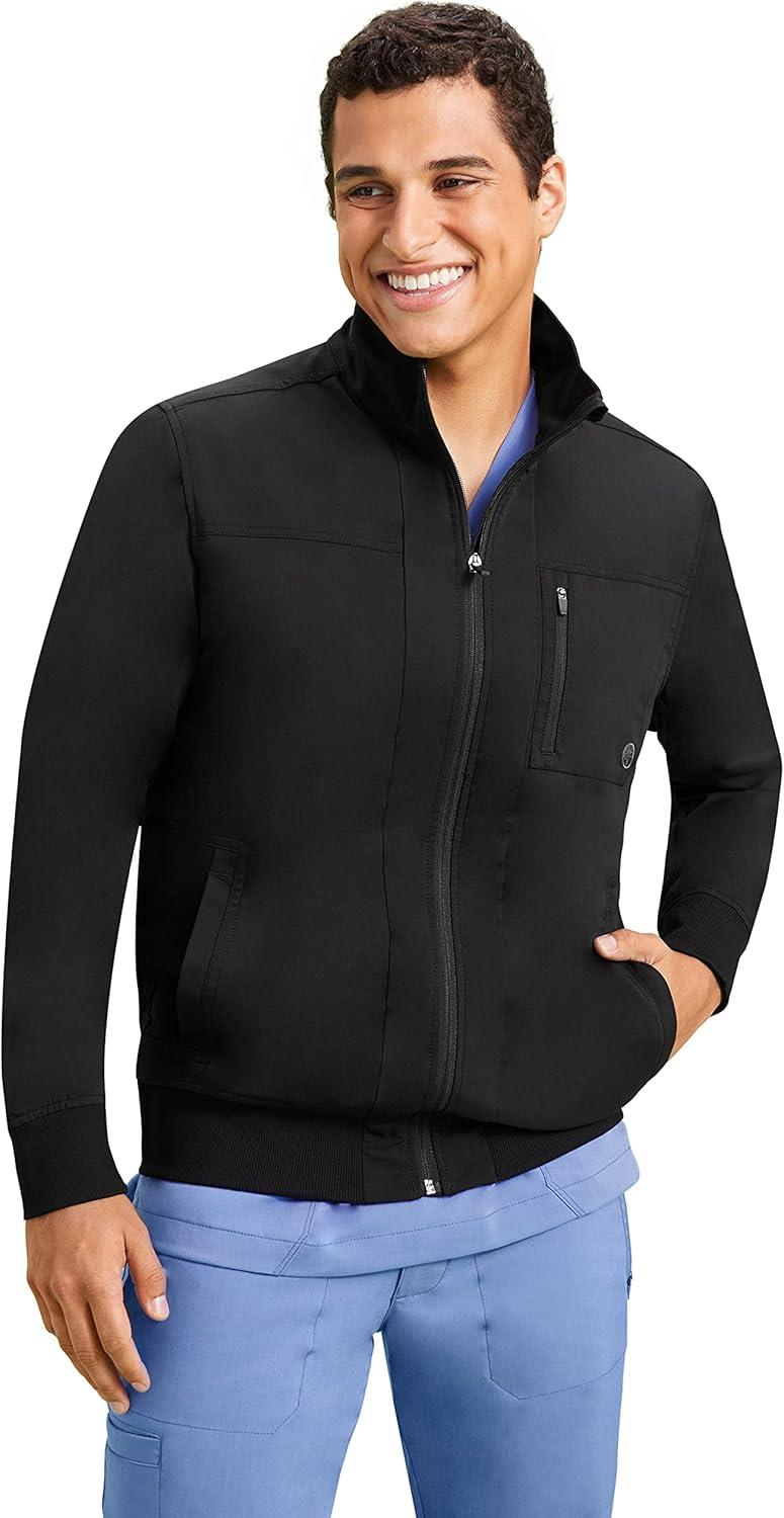 imageHealing Hands Jonathan Bomber Scrub Jacket for Men with 6 Pockets 5530Black