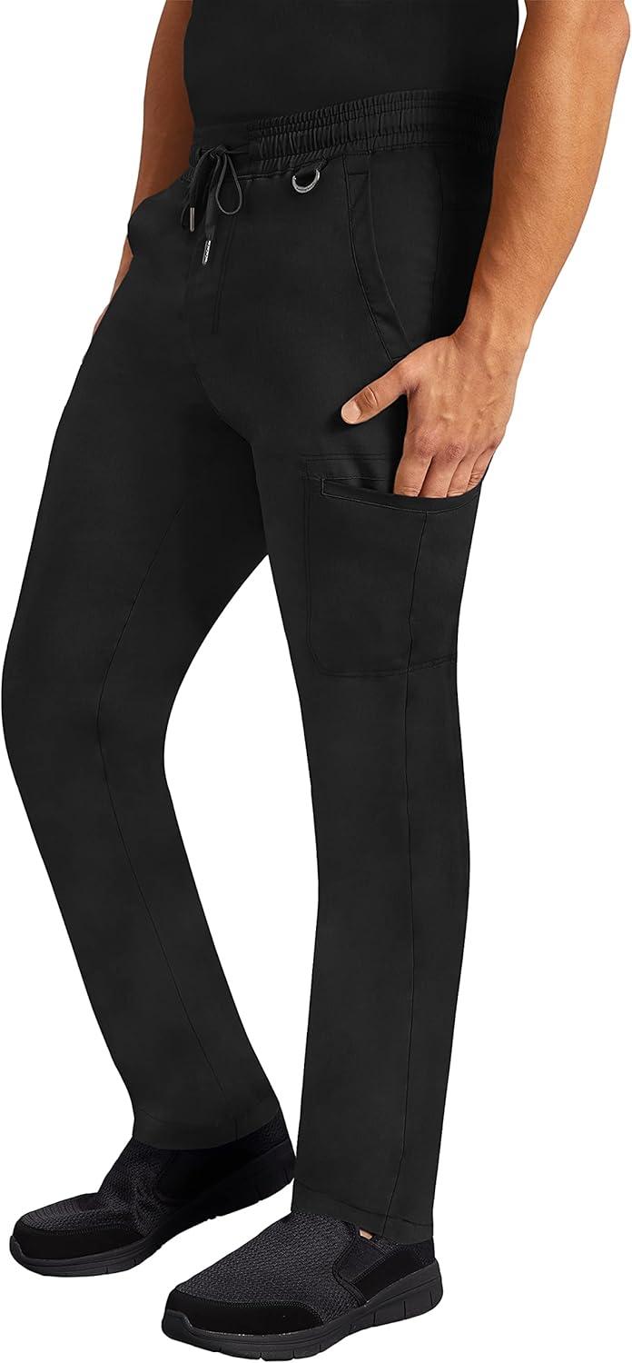 imageHealing Hands Scrub Pants for Men Daniel Utility Bottoms with 6 Pockets 2Way Stretch and Durable Fabric 9300Black