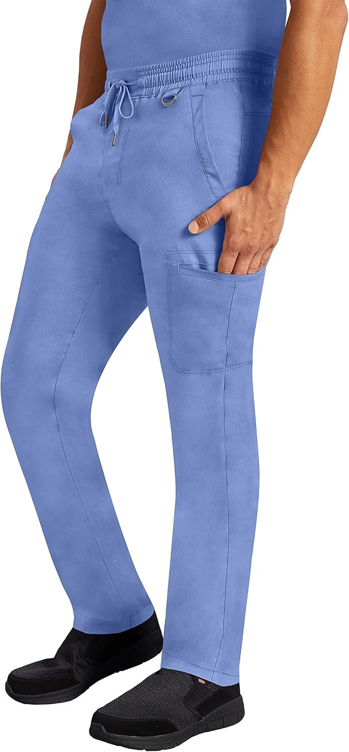 imageHealing Hands Scrub Pants for Men Daniel Utility Bottoms with 6 Pockets 2Way Stretch and Durable Fabric 9300Ceil