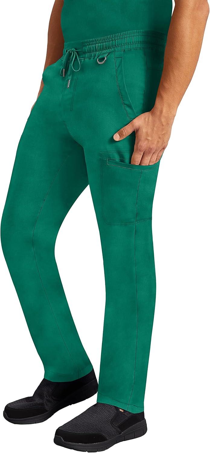 imageHealing Hands Scrub Pants for Men Daniel Utility Bottoms with 6 Pockets 2Way Stretch and Durable Fabric 9300Hunter