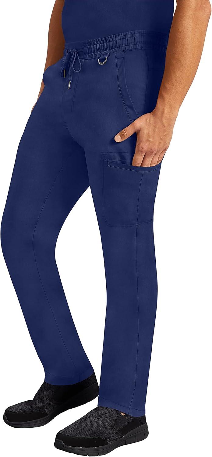 imageHealing Hands Scrub Pants for Men Daniel Utility Bottoms with 6 Pockets 2Way Stretch and Durable Fabric 9300Navy