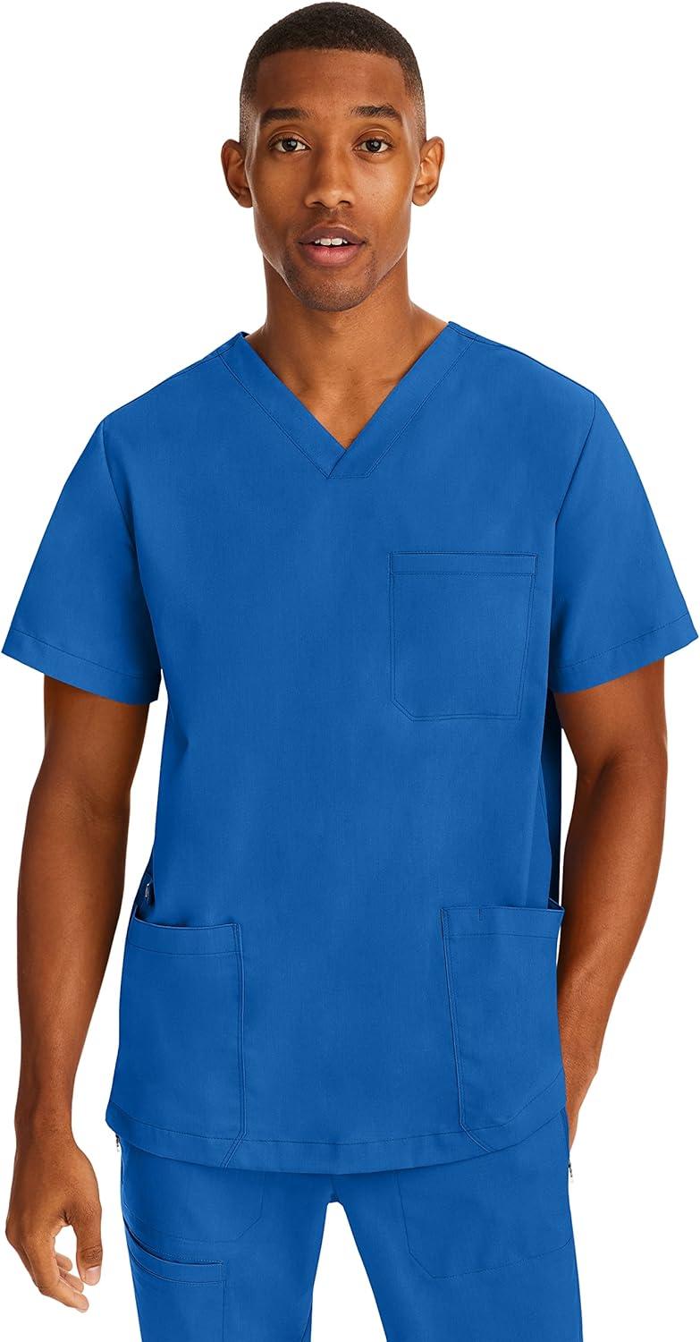 imageHealing Hands Scrubs for Men Modern Fit Scrub Top Jake with 3 Patch Pockets Side Vents and Stretchy Fabric 2331Royal