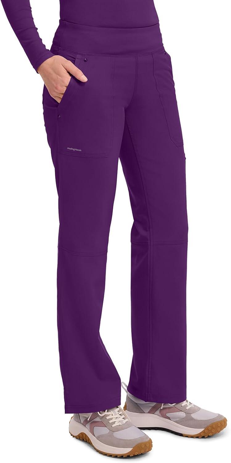 imageHealing Hands Womens Scrub Pant Tori Cargo Bottoms with 5 Pockets and 2Way Stretch Fabric 9133Eggplant