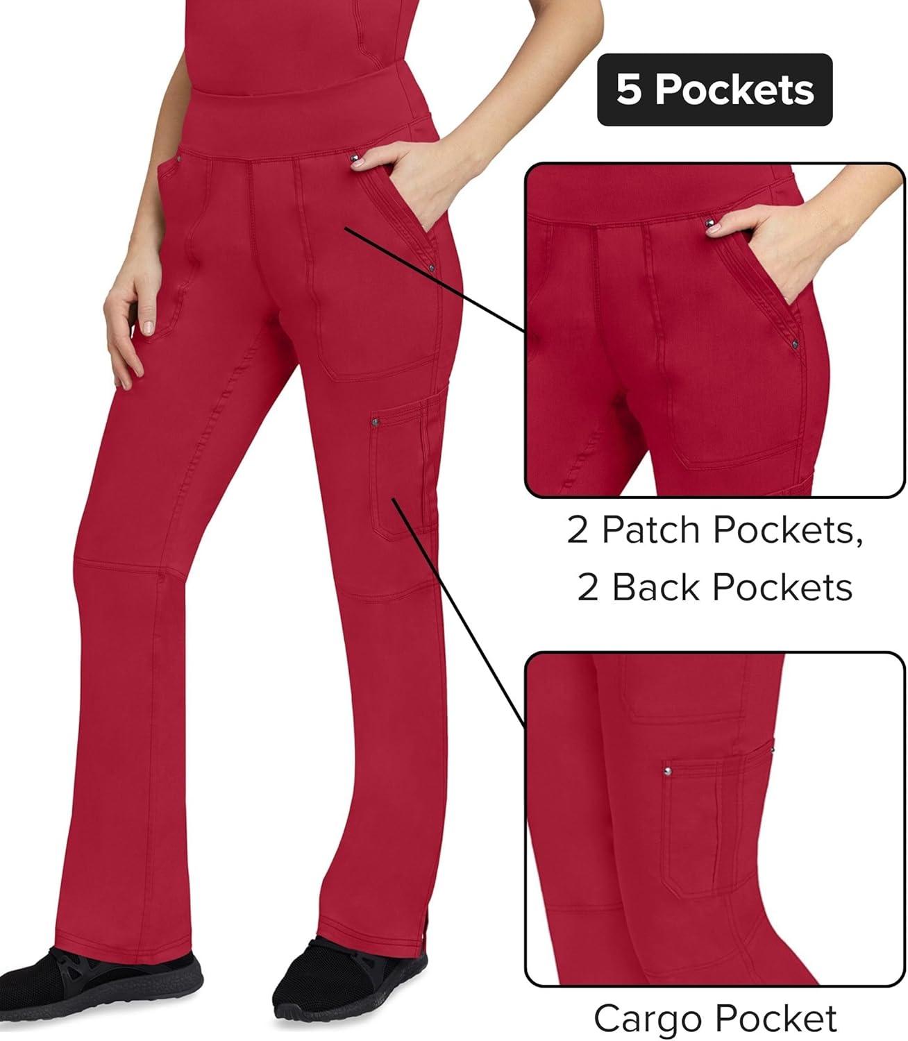 imageHealing Hands Womens Scrub Pant Tori Cargo Bottoms with 5 Pockets and 2Way Stretch Fabric 9133Red