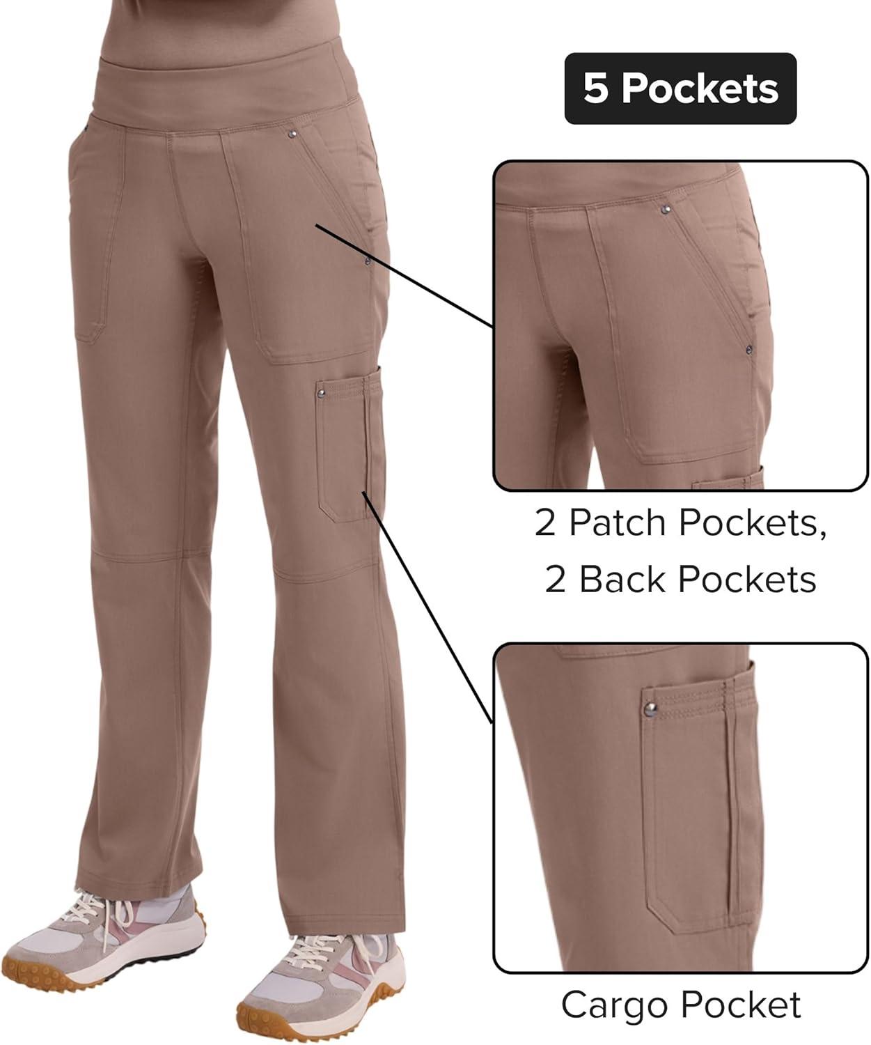 imageHealing Hands Womens Scrub Pant Tori Cargo Bottoms with 5 Pockets and 2Way Stretch Fabric 9133Santa Fe Tan