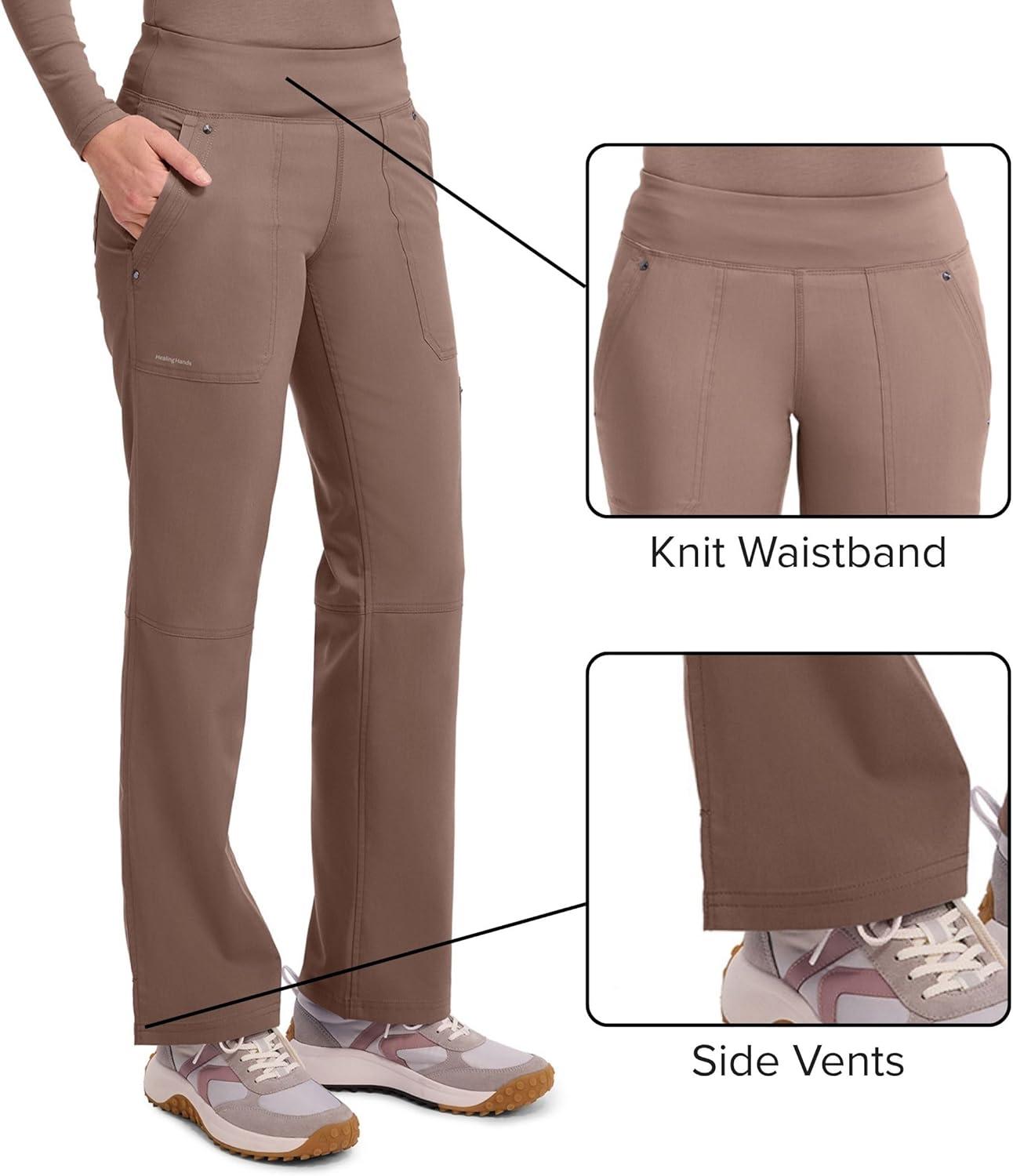 imageHealing Hands Womens Scrub Pant Tori Cargo Bottoms with 5 Pockets and 2Way Stretch Fabric 9133Santa Fe Tan