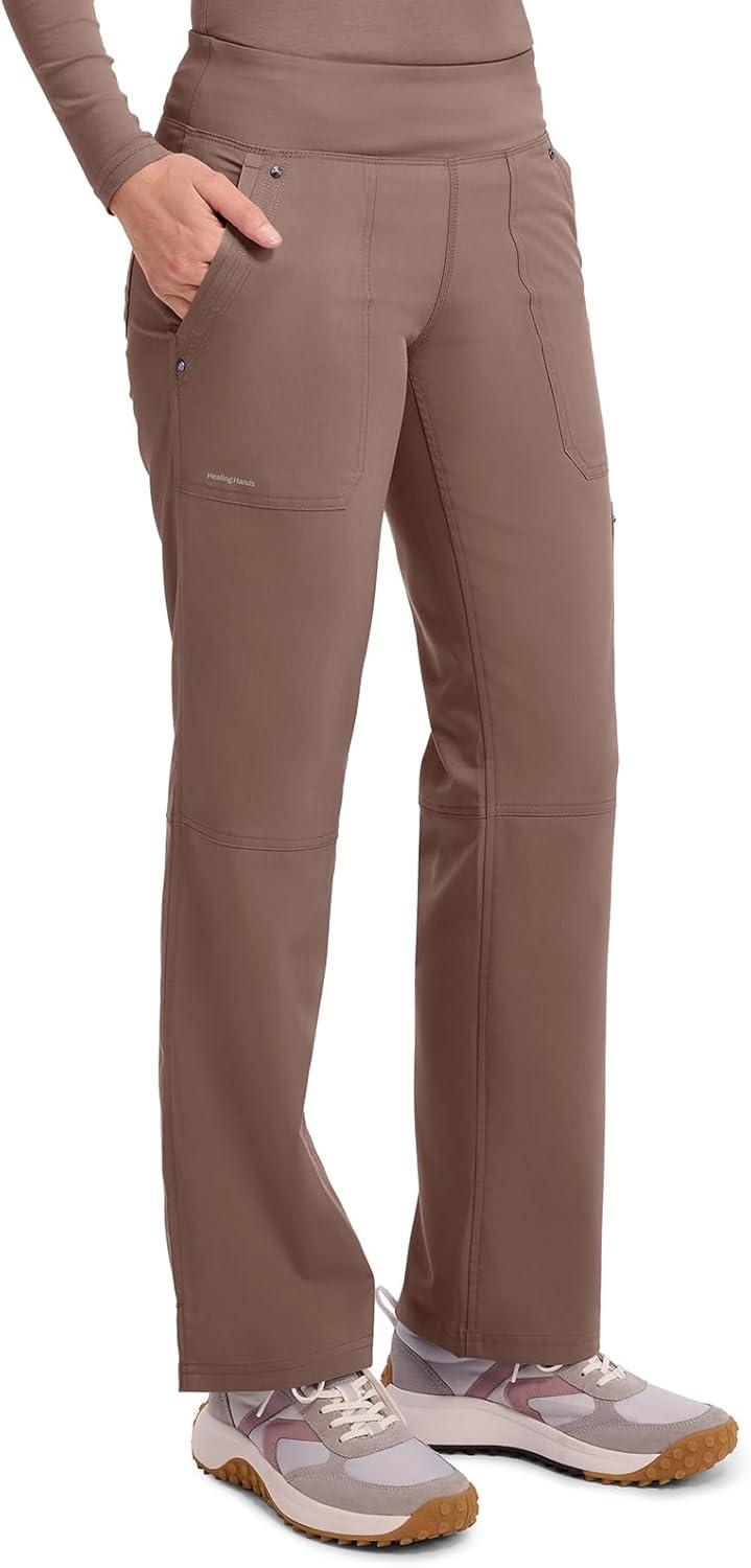 imageHealing Hands Womens Scrub Pant Tori Cargo Bottoms with 5 Pockets and 2Way Stretch Fabric 9133Santa Fe Tan