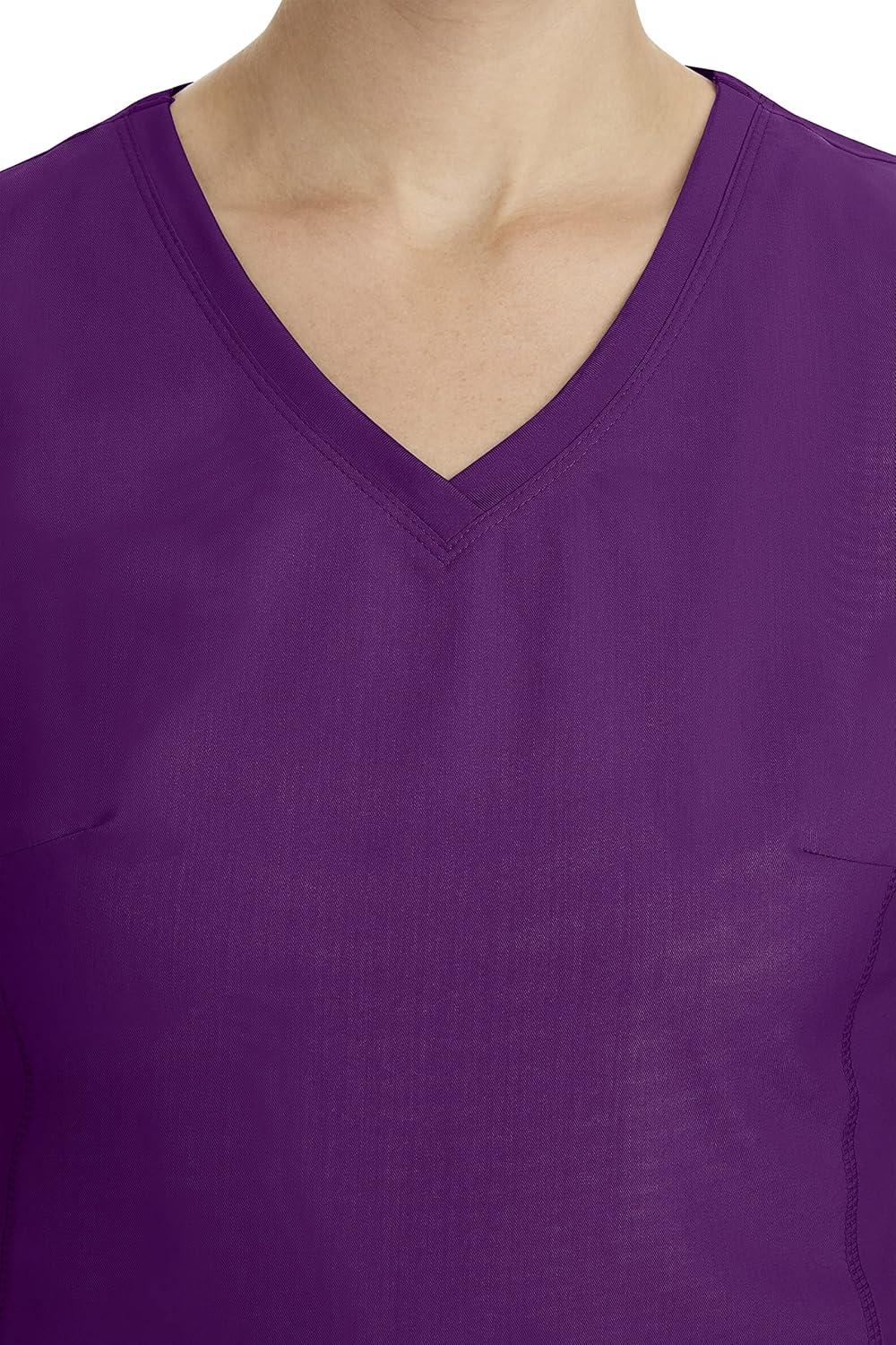 imageHealing Hands Womens Scrub Top VNeck with 2 Pockets 2Way Stretch and Yoga Knit Side Panels for Slim Fit 2245Eggplant