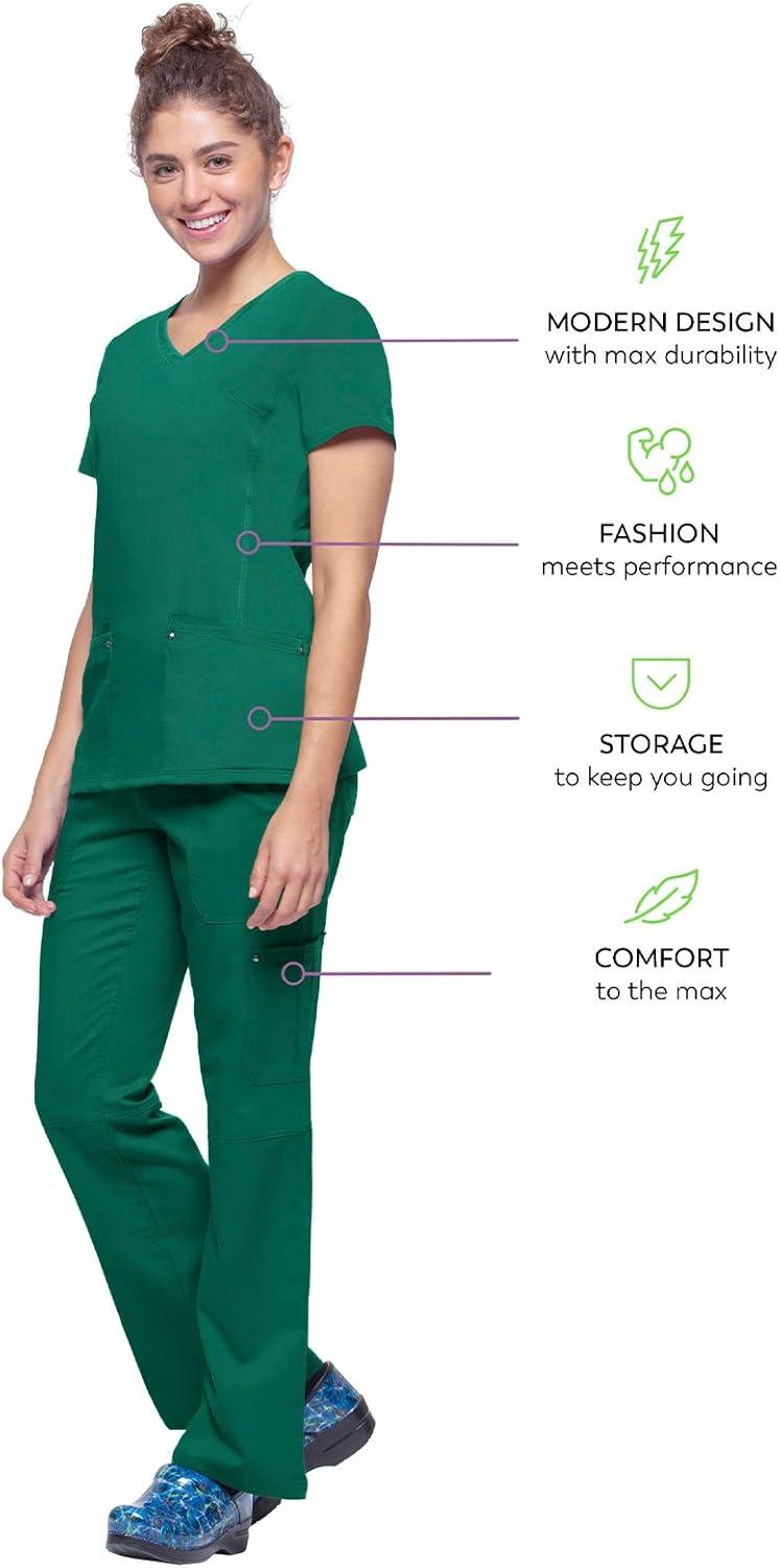 imageHealing Hands Womens Scrub Top VNeck with 2 Pockets 2Way Stretch and Yoga Knit Side Panels for Slim Fit 2245Hunter