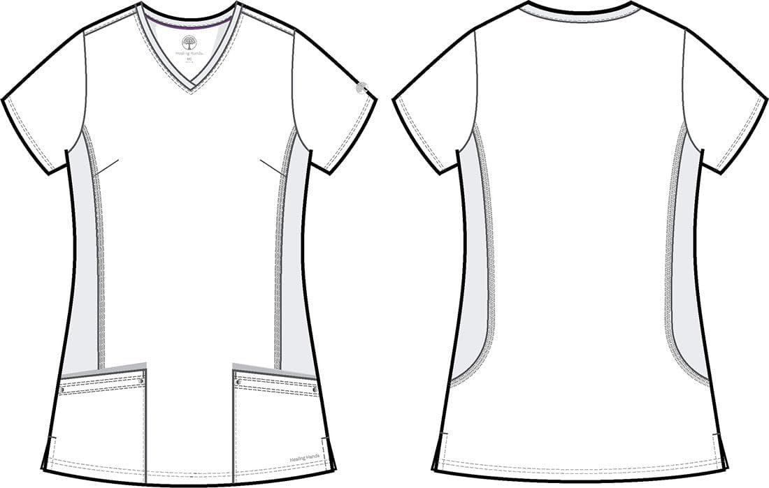 imageHealing Hands Womens Scrub Top VNeck with 2 Pockets 2Way Stretch and Yoga Knit Side Panels for Slim Fit 2245Santa Fe Tan