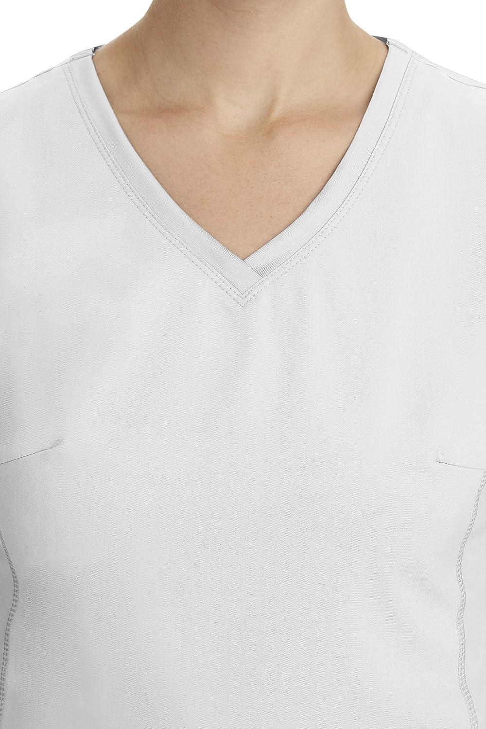 imageHealing Hands Womens Scrub Top VNeck with 2 Pockets 2Way Stretch and Yoga Knit Side Panels for Slim Fit 2245White