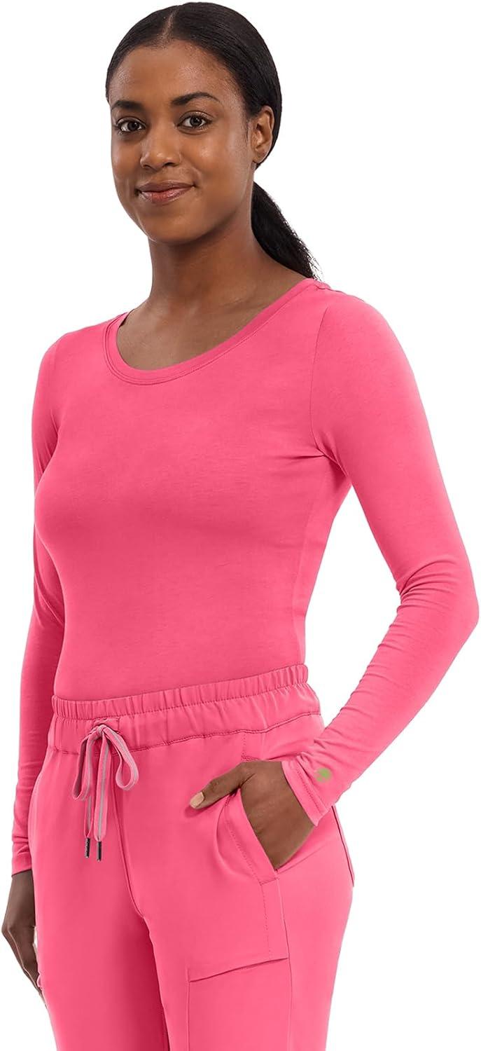 imageHealing Hands Womens Underscrub Soft Knit Melissa Longsleeve Scrub Tee with Breathable amp Easy Care Fabric 5047Carnation Pink