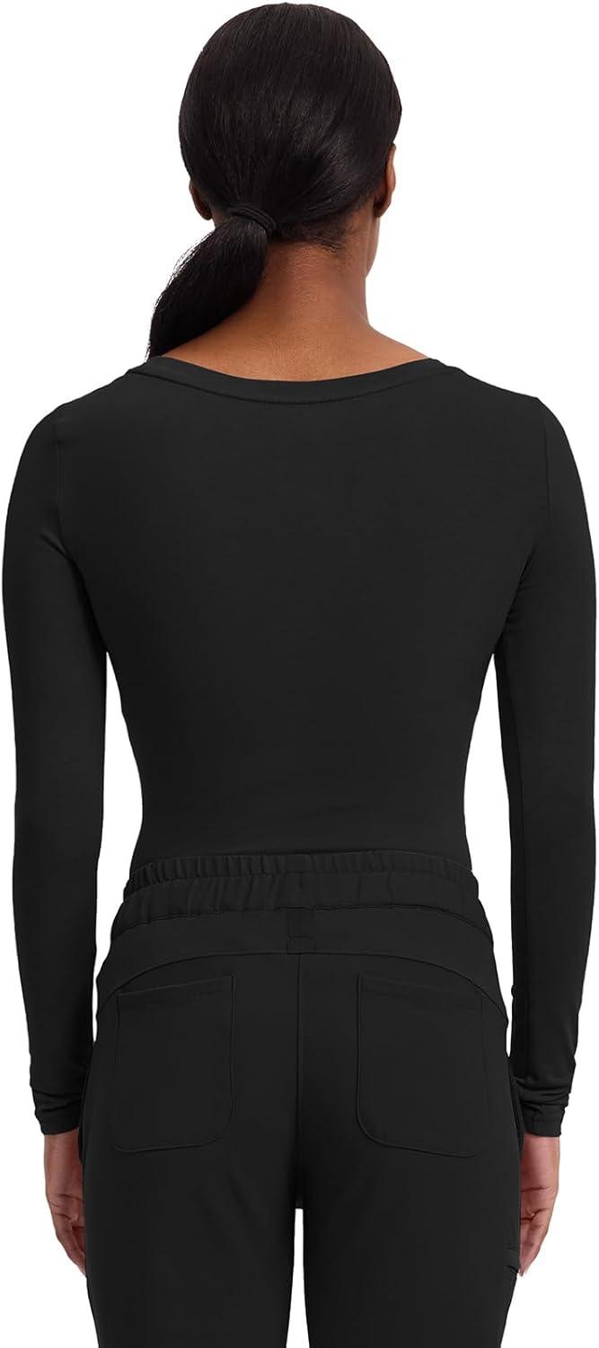 imageHealing Hands Womens Underscrub Soft Knit Melissa Longsleeve Scrub Tee with Breathable amp Easy Care Fabric 5047Ceil Pewter Black 3 Pack